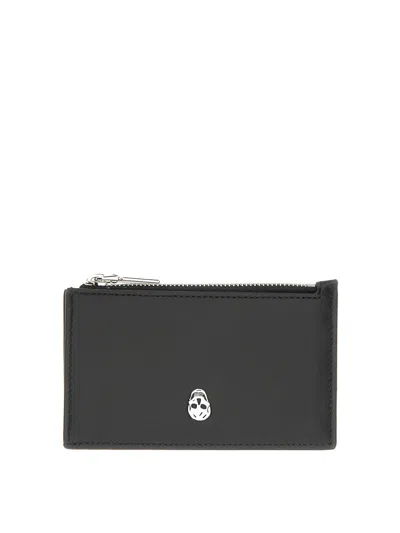 Alexander Mcqueen Card Holder Skull In Black