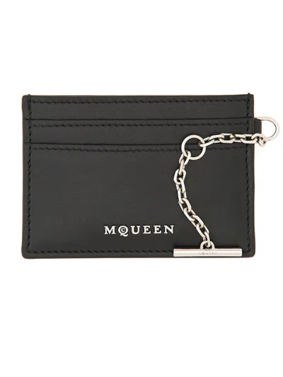 Alexander Mcqueen Card Holder "sling" In Black