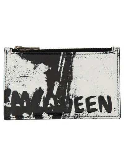Alexander Mcqueen Men Card Holder With Logo In Black