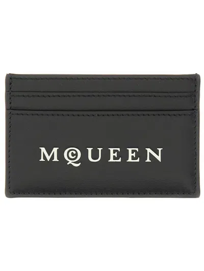 Alexander Mcqueen Card Holder With Logo In Gray