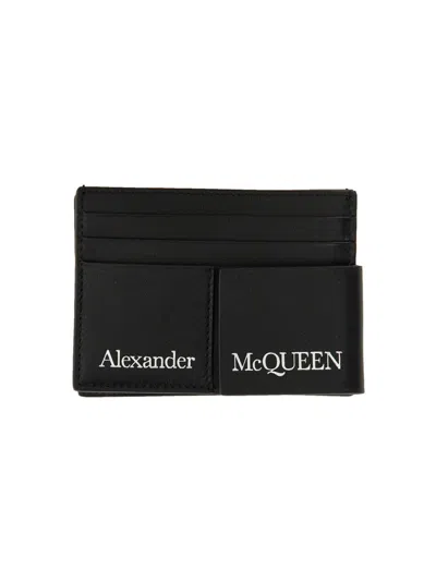 Alexander Mcqueen Men Card Holder With Logo In Black