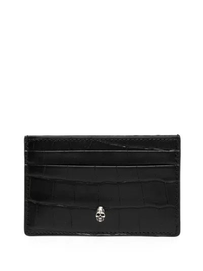 Alexander Mcqueen Skull Credit Card Holder In Black