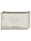 Alexander Mcqueen Women's Card Holder With Logo In Silver