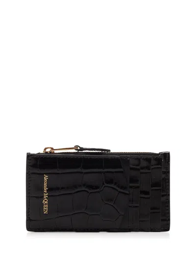 Alexander Mcqueen Card Holder With Zip Wallets Black
