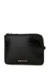 Alexander Mcqueen Men Black Leather Card Holder In Black