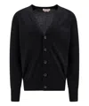 Alexander Mcqueen Wool Cardigan With Logo Embroidery In Black