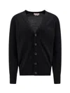 Alexander Mcqueen Wool Cardigan With Logo Embroidery In Black