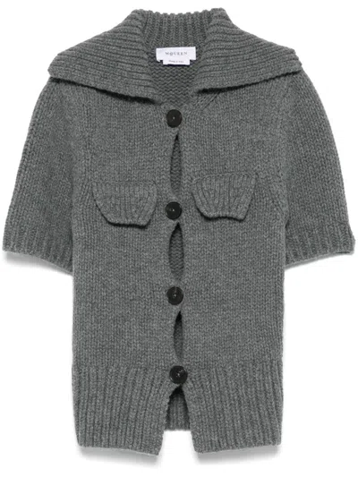 ALEXANDER MCQUEEN SHORT-SLEEVED CARDIGAN - WOMEN'S - WOOL/CASHMERE/POLYAMIDE