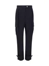 Alexander Mcqueen Wool Cotton Cargo Pants In Navy