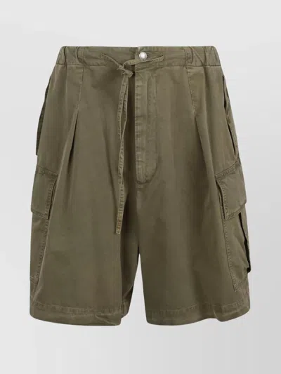 Alexander Mcqueen Cargo Pocket Drawstring Waist Shorts In Green