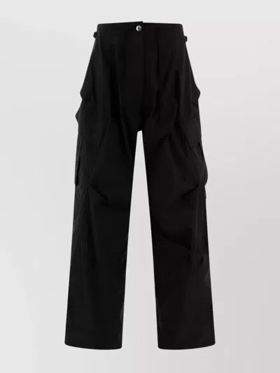 Alexander Mcqueen Cargo Trousers With Wide Leg And Drawstring In Black