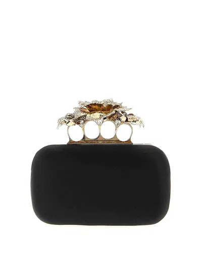 Alexander Mcqueen Carnation Clutch In Black
