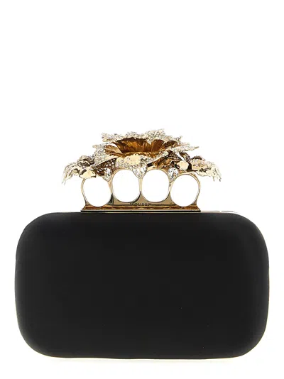 Alexander Mcqueen Carnation Clutch In Black