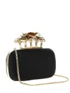 Alexander Mcqueen Carnation Crystal-embellished Ring Clutch In Black