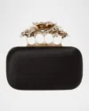 Alexander Mcqueen Carnation Crystal-encrusted Silk Satin Clutch Bag In Multi