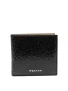 Alexander Mcqueen Bifold Wallet With Black Crackled Effect In Black