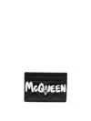 Alexander Mcqueen Graffiti Logo-print Quilted Cardholder In Black