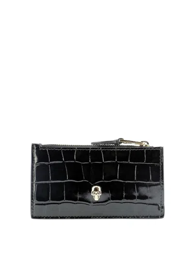 Alexander Mcqueen Skull Card Holder In Black