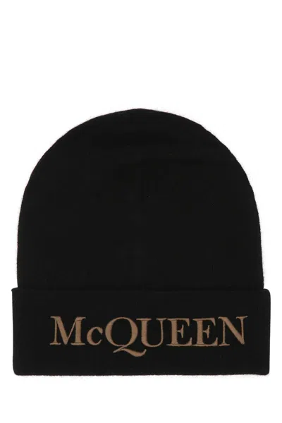 Alexander Mcqueen Cuffia Cashmere Beanie In Black