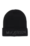 ALEXANDER MCQUEEN CASHMERE BEANIE WITH LOGO EMBROIDERY