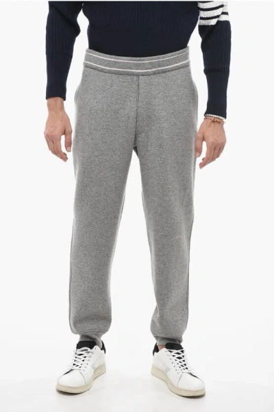Alexander Mcqueen Cashmere Blend Sweatpants With Zipped Pocket In Gray