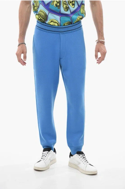 Alexander Mcqueen Cashmere Blend Sweatpants With Zipped Pockets In Blue
