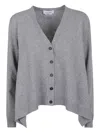 Alexander Mcqueen Vneck Cardigan With Volume And Ribbed Hem In Gray