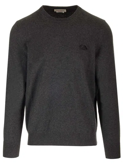 Alexander Mcqueen Ribbed Wool Sweater In Black