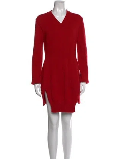 Pre-owned Alexander Mcqueen Cashmere Mini Dress In Red