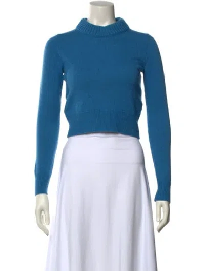 Pre-owned Alexander Mcqueen Cashmere Mock Neck Sweater In Blue