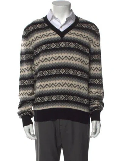 Pre-owned Alexander Mcqueen Cashmere Printed Cardigan In Gray