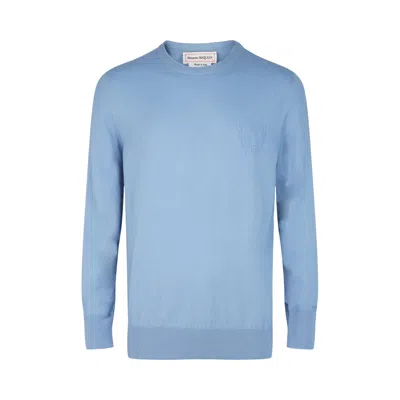 Pre-owned Alexander Mcqueen Cashmere Skull Sweater 'skyline' | Blue | Men's Size S