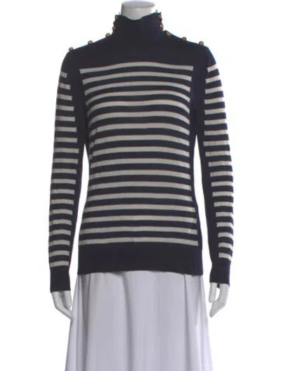 Pre-owned Alexander Mcqueen Cashmere Striped Sweater In Blue