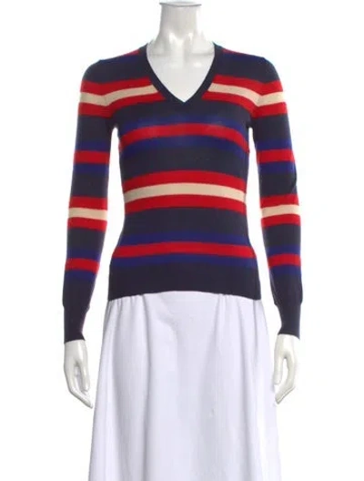 Pre-owned Alexander Mcqueen Cashmere Striped Sweater In Blue