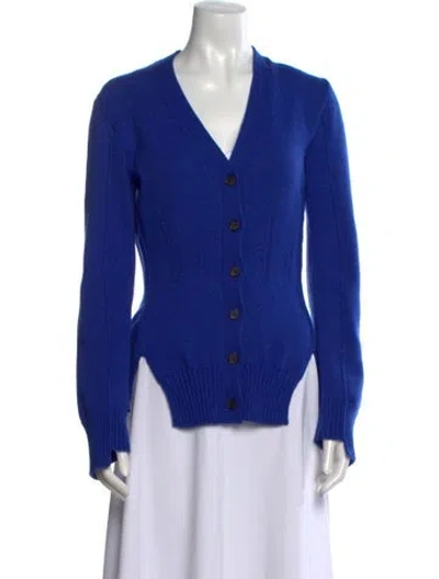 Pre-owned Alexander Mcqueen Cashmere V-neck Sweater In Blue