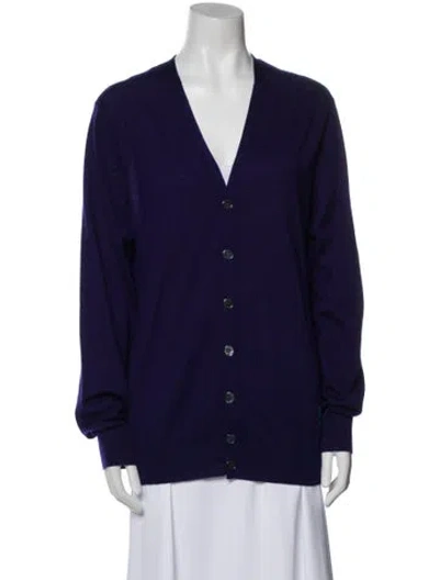 Pre-owned Alexander Mcqueen Cashmere V-neck Sweater In Blue