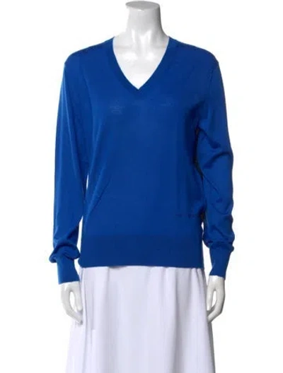 Pre-owned Alexander Mcqueen Cashmere V-neck Sweater In Blue