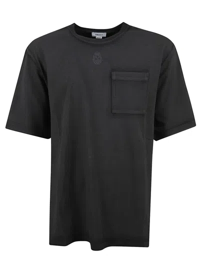 Alexander Mcqueen Casual Black T-shirt With Skull Embroidery