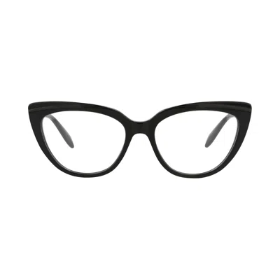 Pre-owned Alexander Mcqueen Cat Eye-frame Acetate Optical Frames 'black Transparent' | Women's Size Onesize