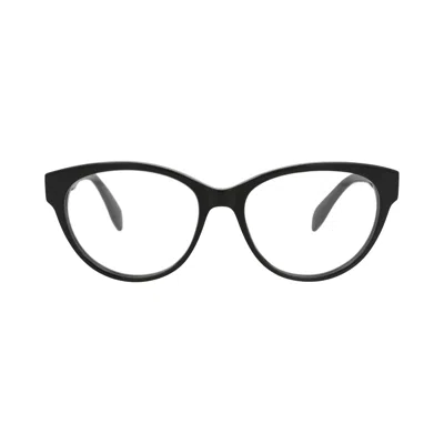 Pre-owned Alexander Mcqueen Cat Eye-frame Acetate Optical Frames 'black/transparent' | Women's Size Onesize