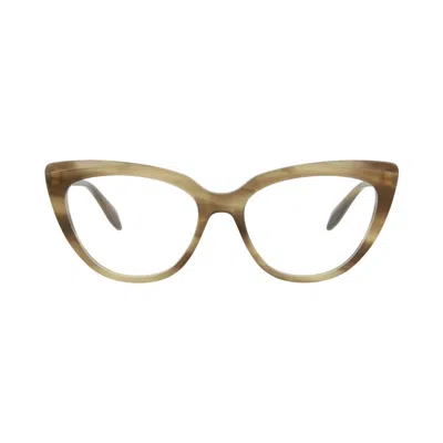 Pre-owned Alexander Mcqueen Cat Eye-frame Acetate Optical Frames 'havana Transparent' | Multi-color | Women's