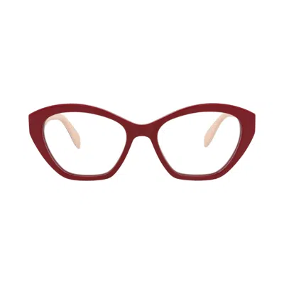 Pre-owned Alexander Mcqueen Cat Eye-frame Acetate Optical Frames 'red Transparent' | Women's Size Onesize