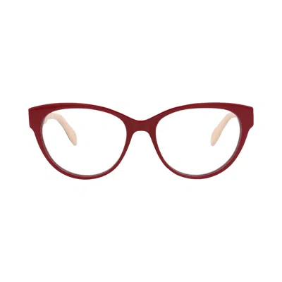 Pre-owned Alexander Mcqueen Cat Eye-frame Acetate Optical Frames 'red Transparent' | Women's Size Onesize