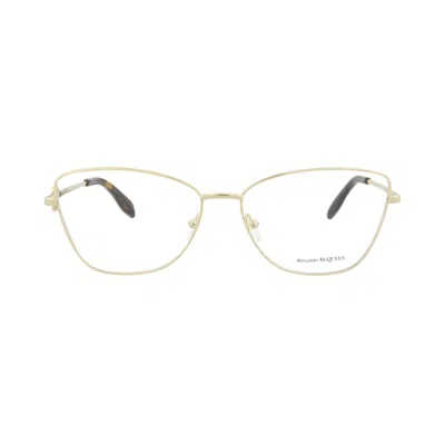 Pre-owned Alexander Mcqueen Cat Eye-frame Metal Optical Frames 'gold Transparent' | Women's Size Onesize