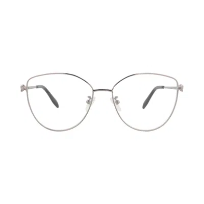 Pre-owned Alexander Mcqueen Cat Eye-frame Metal Optical Frames 'ruthenium/transparent' | Silver | Women's Size