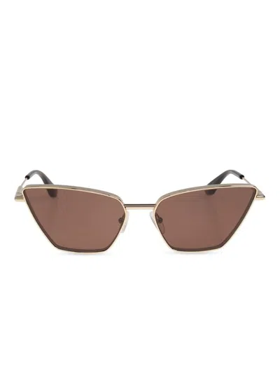 Alexander Mcqueen Cat-eye Frame Sunglasses In Gold