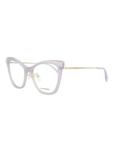 Alexander Mcqueen Cat Eye Optical Frames For Women In Purple