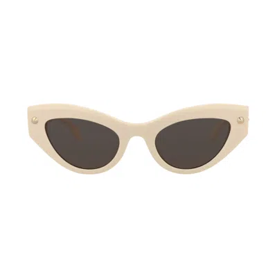 Pre-owned Alexander Mcqueen Cat Eye Sunglasses 'ivory/grey' | Cream | Women's Size Onesize In White