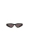 Alexander Mcqueen Cat-eye Black Acetate Sunglasses With Metal Temples In Shiny Black With Silver