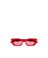 Alexander Mcqueen Geometric Sunglasses With Mcqueen Logo In Red/pink In Solid Red Pink